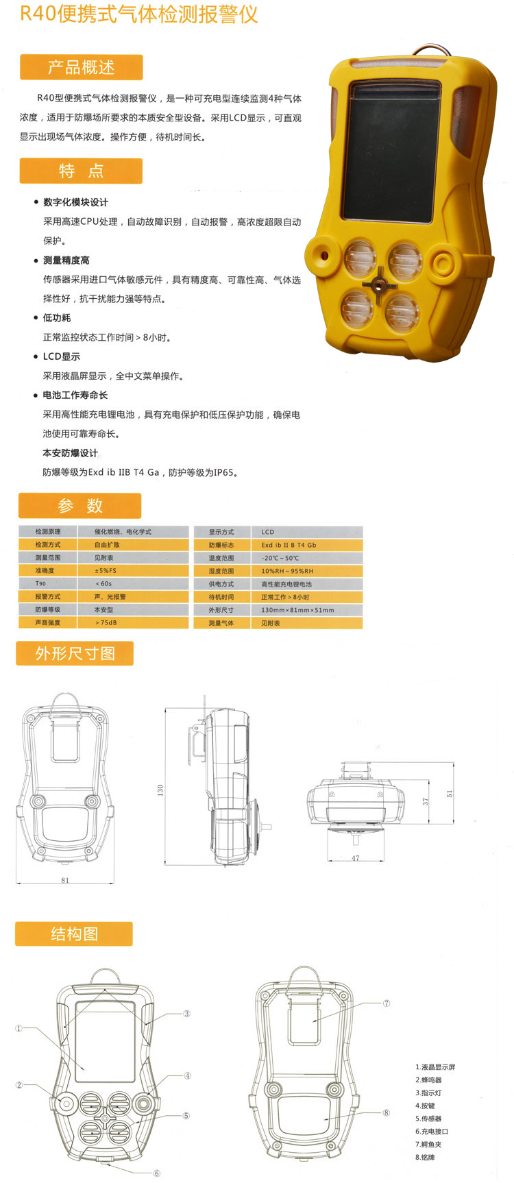 四合一可燃有毒气体检测仪